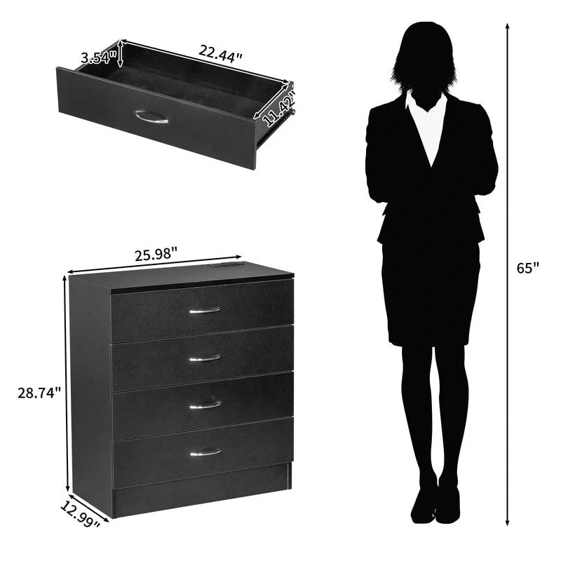 4-Drawer Nightstand Dresser with USB