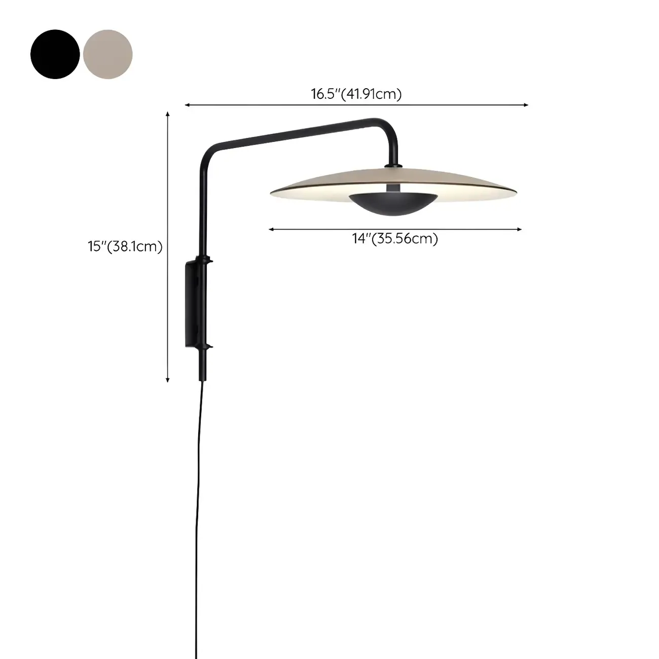 Modern Black Metal Adjustable Swing Arm Wall Light