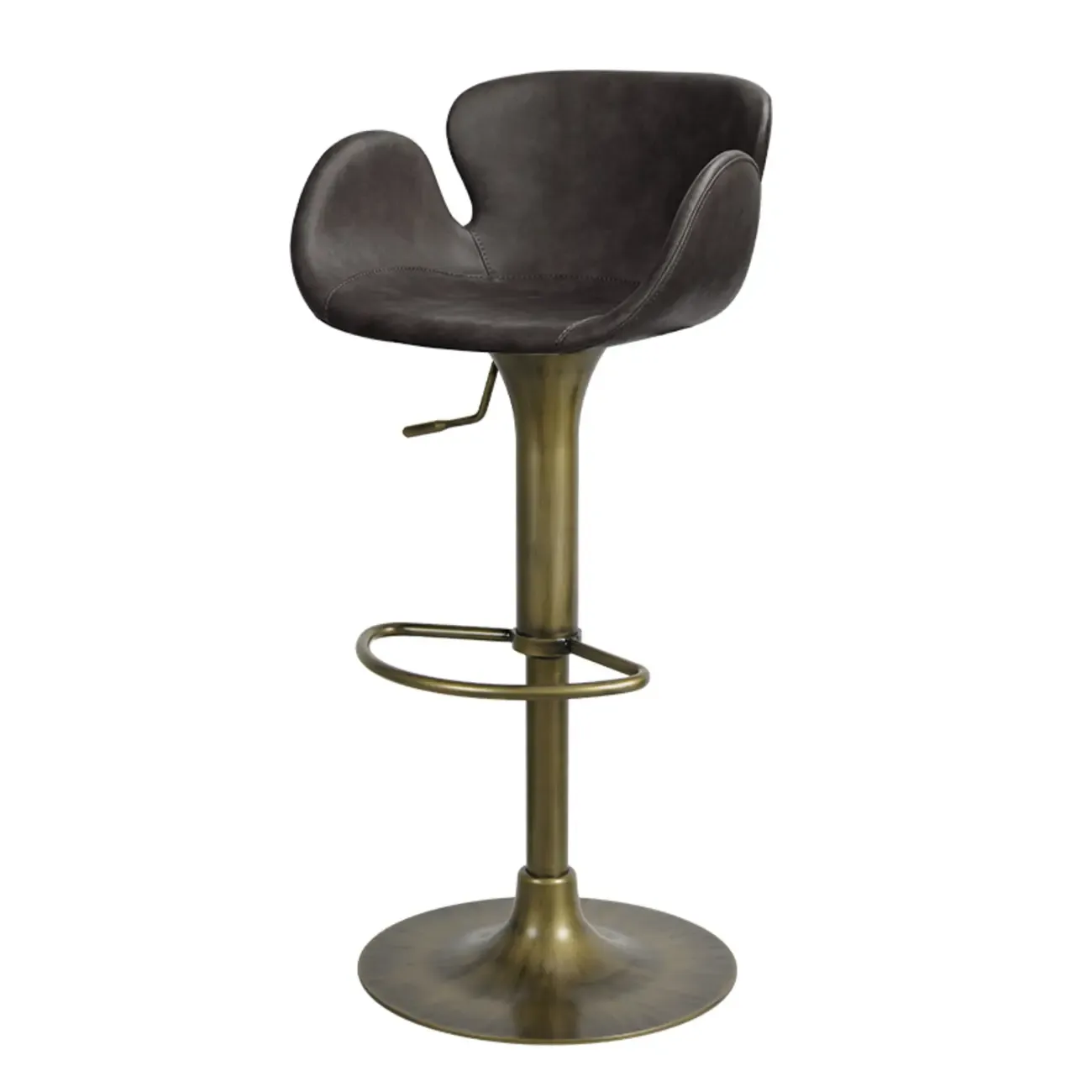 Adjustable Height Swivel Distressed Leather Bar Stools with Back