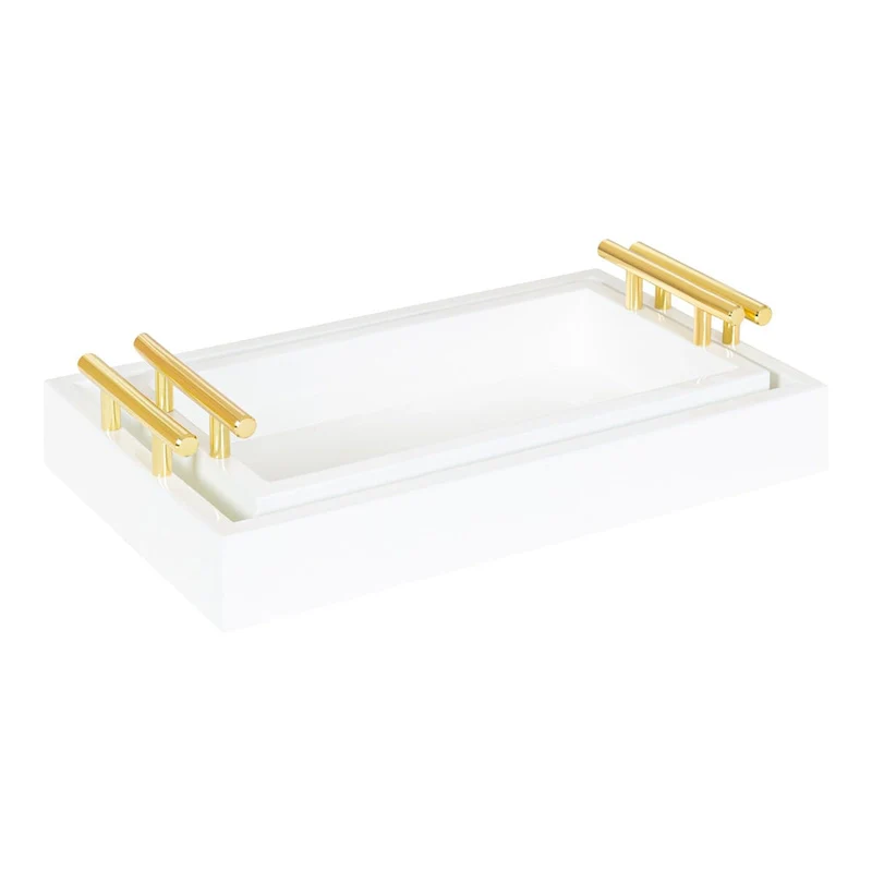 Kate and Laurel Lipton Rectangle Wood Tray Set - 2 Piece