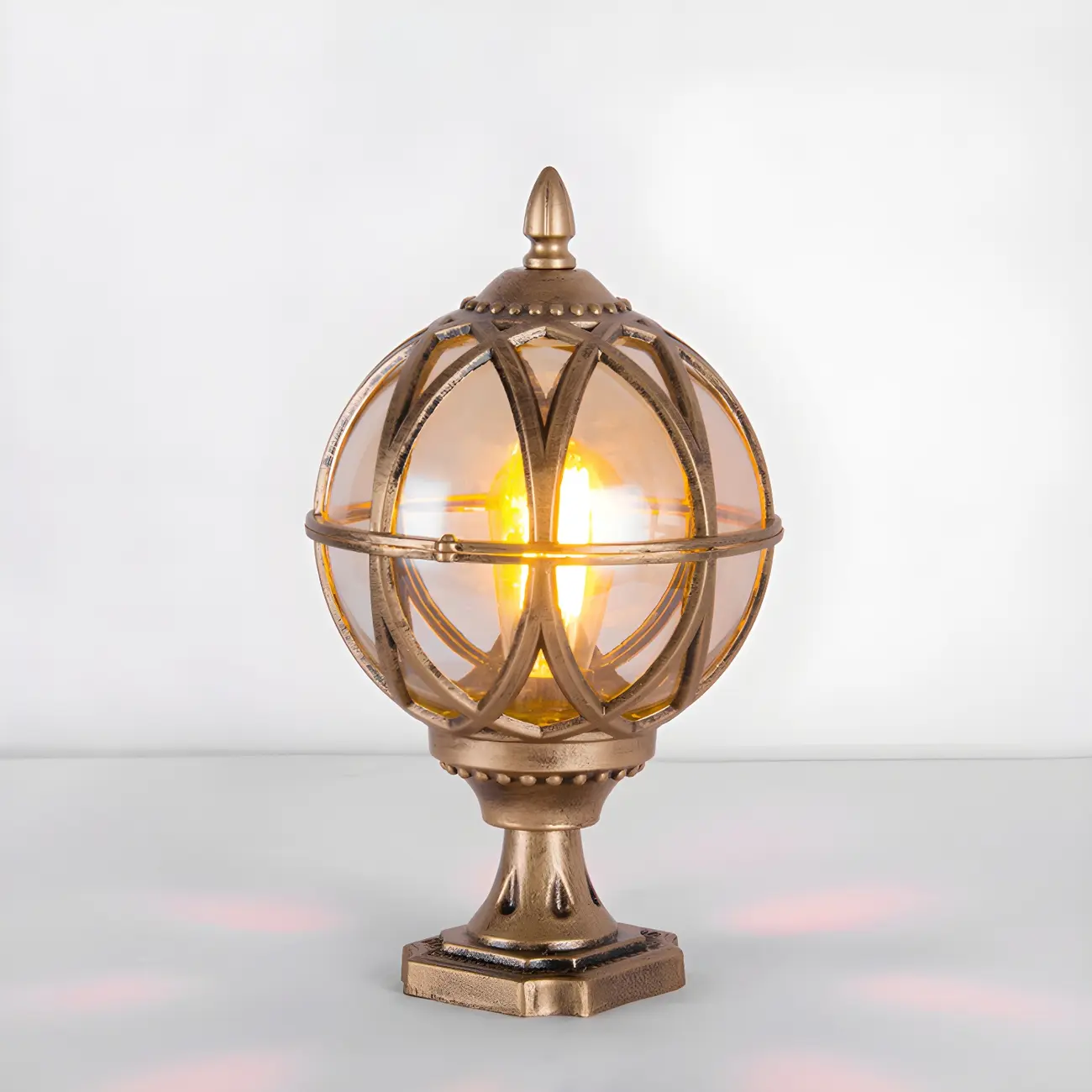 Retro Metal Glass Globe Post Cap Light