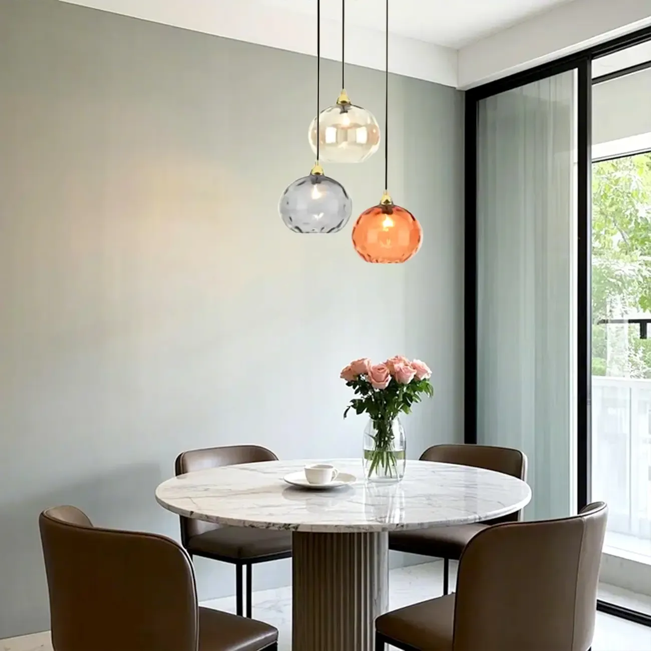 Artistic Stained Glass Globe Pendant Light for Dining Room