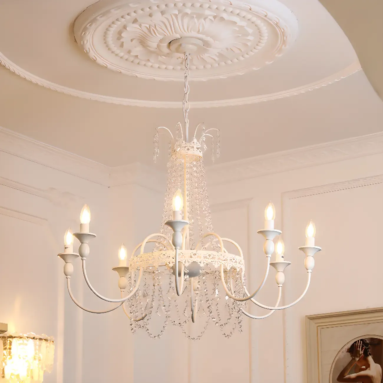 Modern Chalk Candelabra Metal Crystal Chandelier