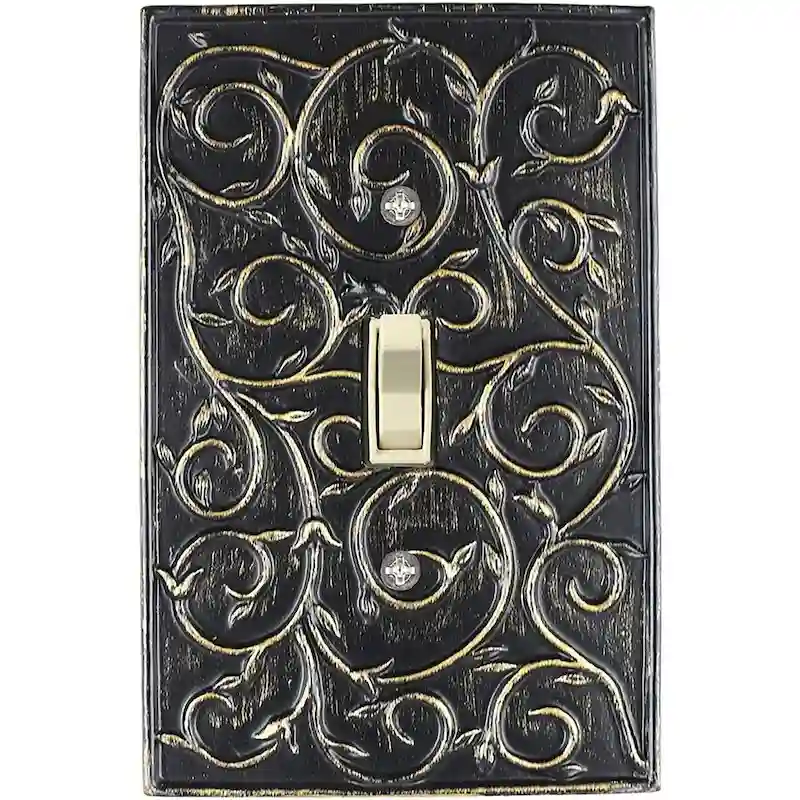 Meriville French Scroll 1 Toggle Wallplate, Single Switch Electrical Cover Plate