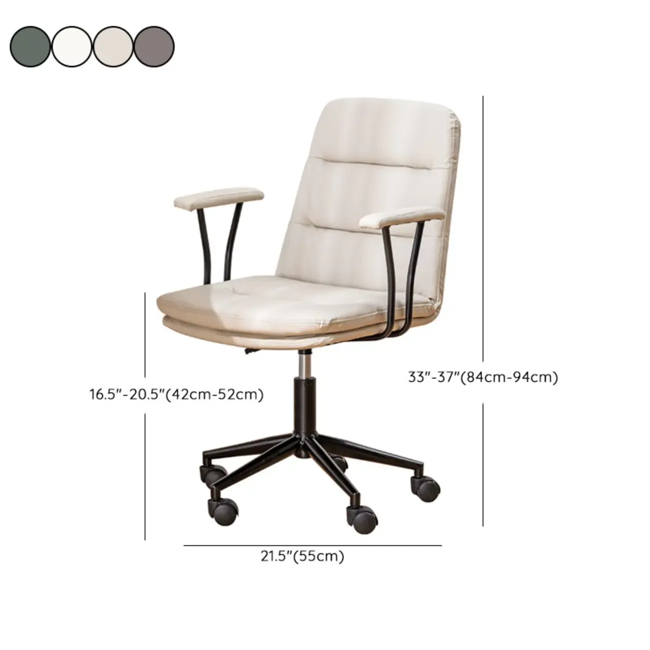 Elegant White Leather Ergonomic Swivel Office Chair