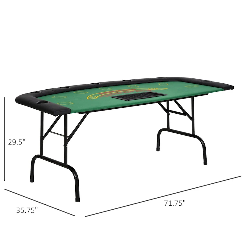 HomCom 72 7 Player Foldable Half Poker Table - Blue/Black