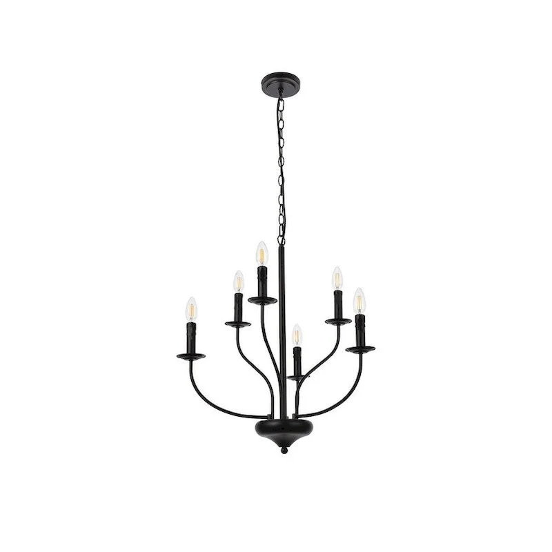 Wylda 6 Light Pendant in black - 24 Inch
