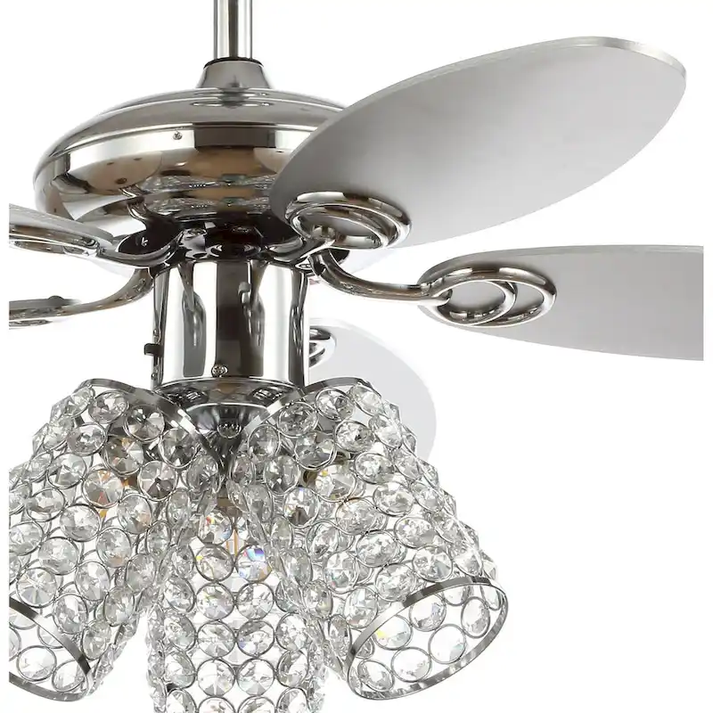 Mandy 42  3-Light Crystal LED Ceiling Fan With Remote, Chrome by JONATHAN Y