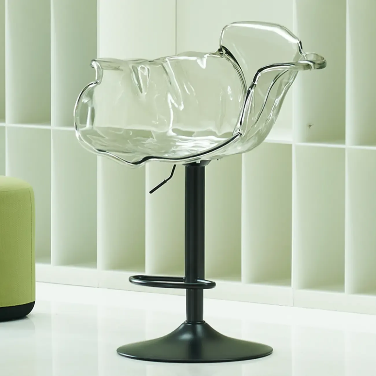 Clear Acrylic Swivel Adjustable Height Bar Stools with Backs