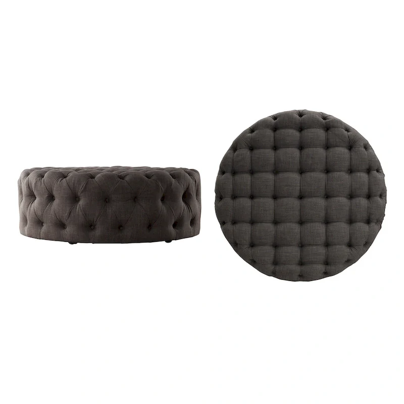 Gdansk Round Tufted Ottoman with Casters