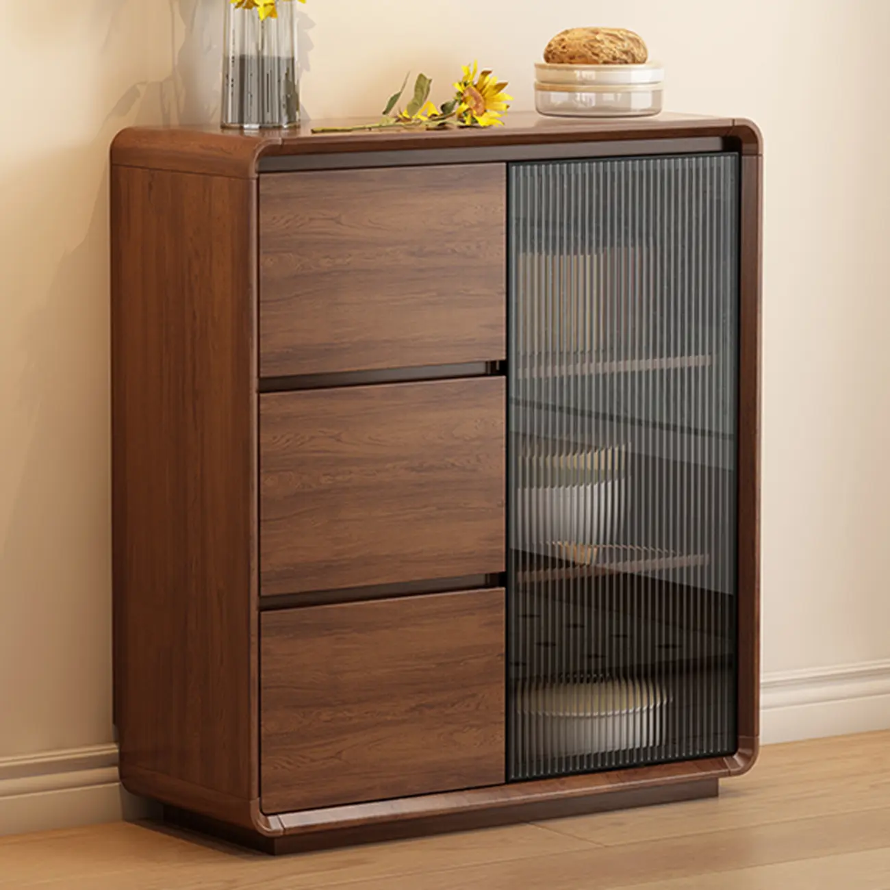 Casual Espresso Wood Sideboard with Drawers