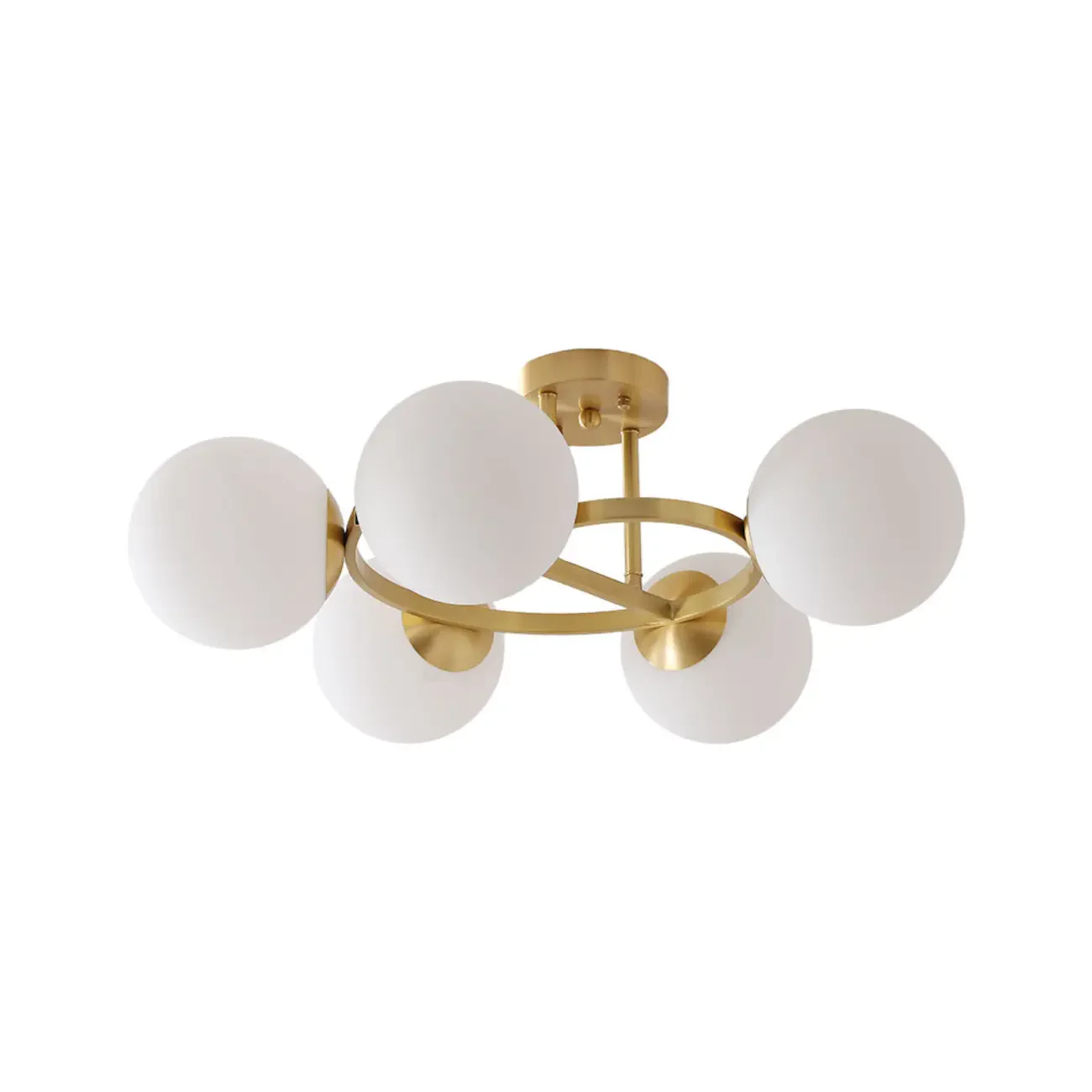 Modern Gold Loop Globe Glass Semi Flush Ceiling Light