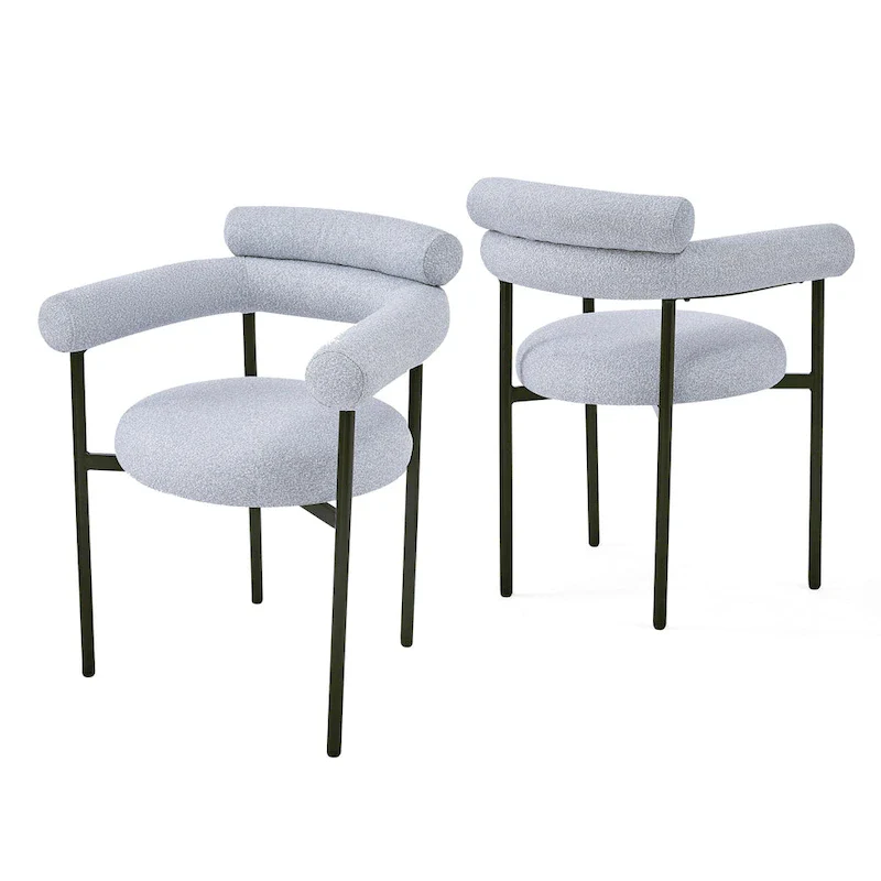 Naci Modern Fabric Arm Dining Chairs with Metal legs by Christopher Knight Home