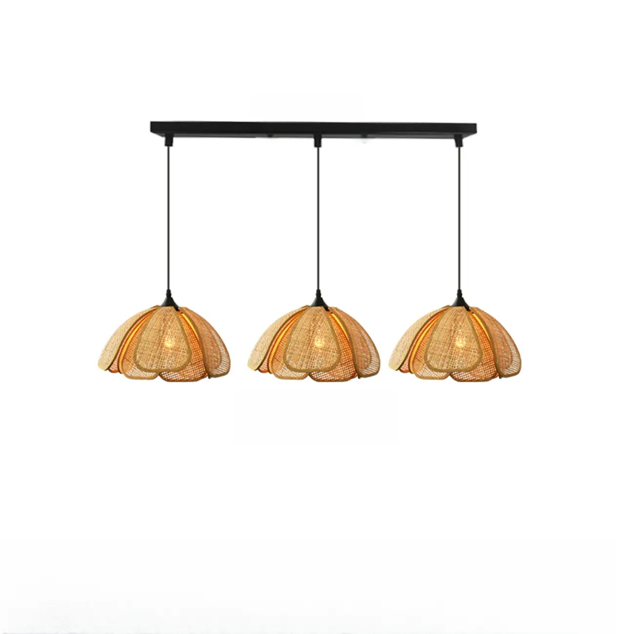 Modern Rattan Geometric Island Pendant Light