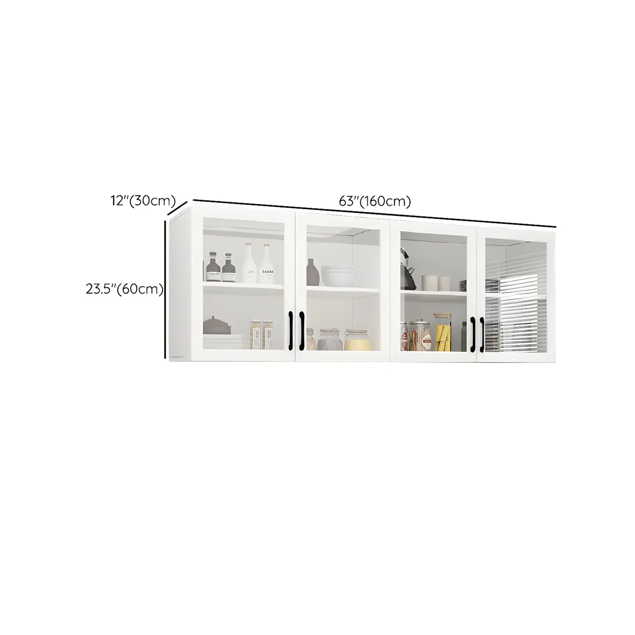 White Rectangular Wall-Mounted Wood China Cabinet