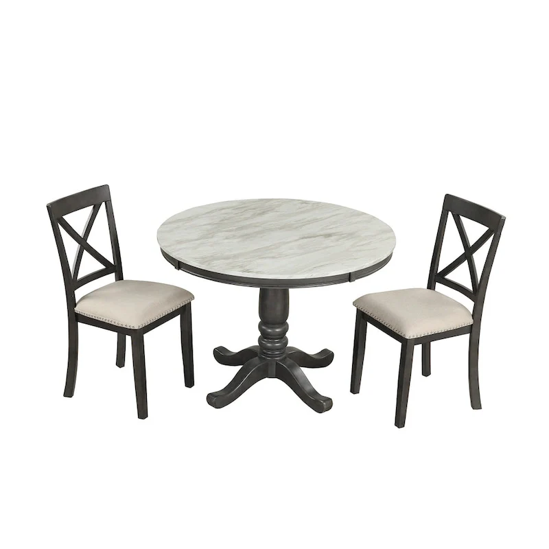 5-Piece Modern Wooden Dining Set with Round Table & Chairs