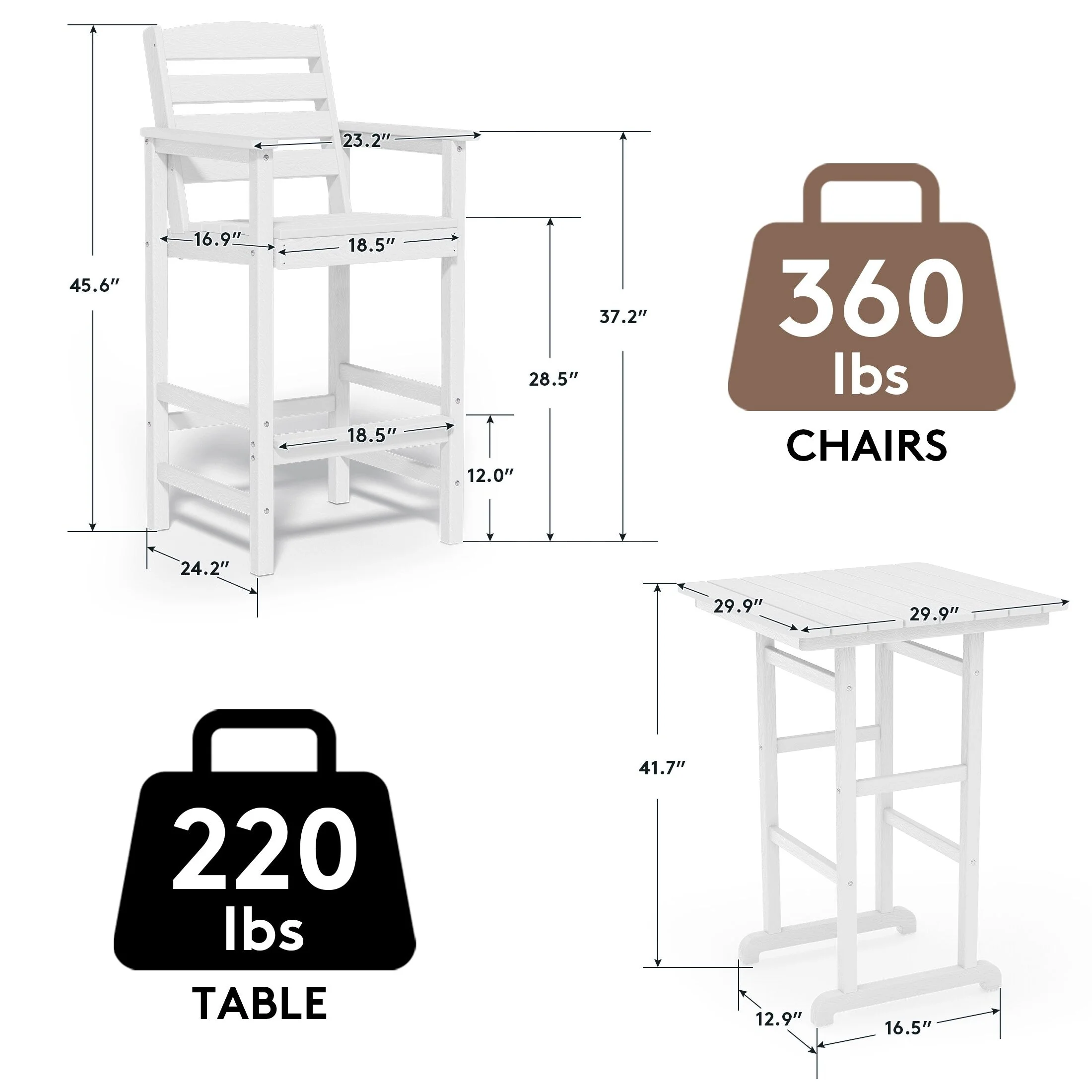Plastic Tall adirondack Chair Set Of 3-Piece Patio Conversation Set