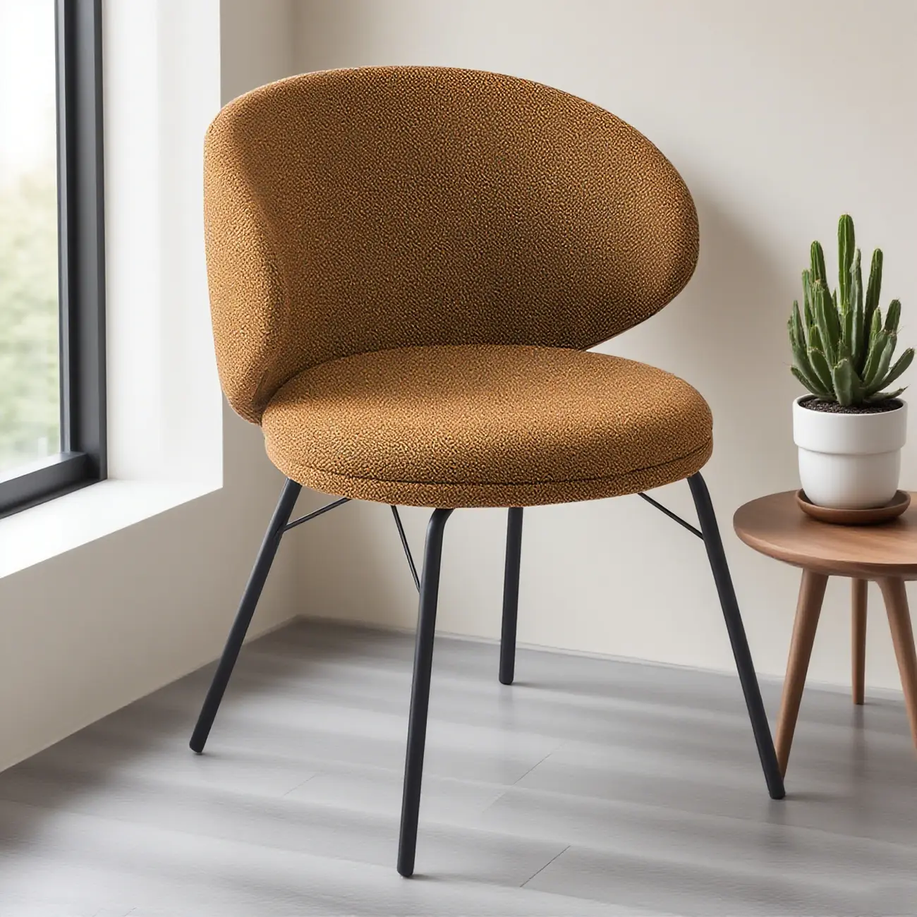 Modern Leathaire Upholstered Metal Leg Dining Chair