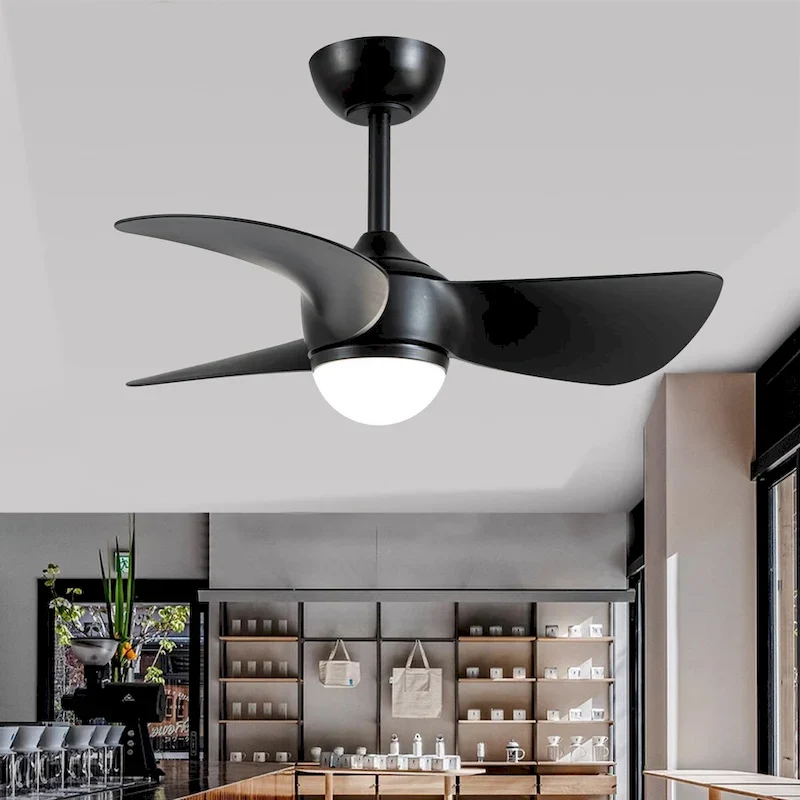 Orla Modern Black Lighted Ceiling Fan 3-Blades LED Remote Control