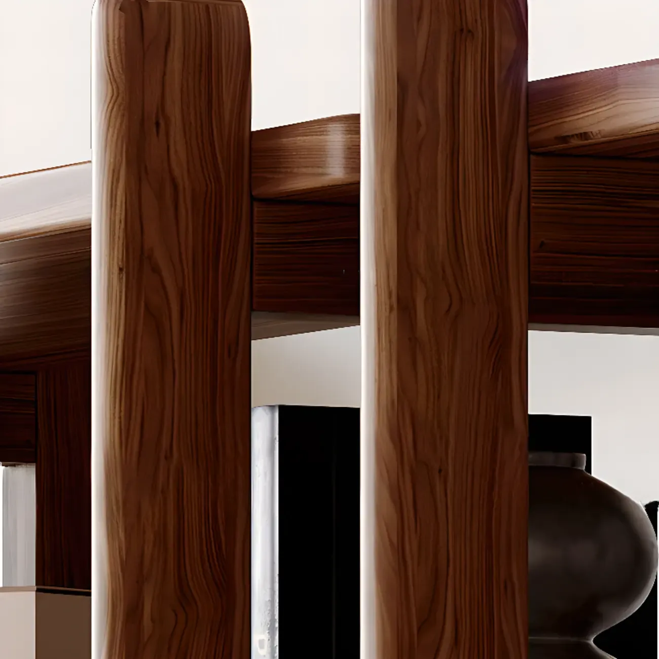 Black Walnut Open Back Wooden Vertical Display Bookshelf