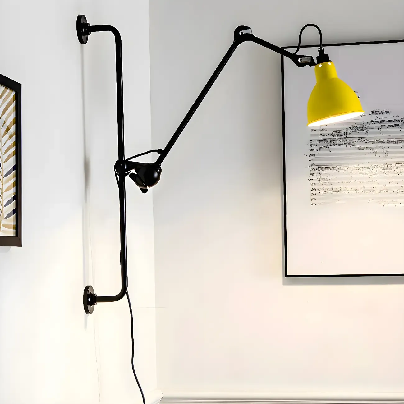 Trestle Base Metal Black Swing Arm Wall Light