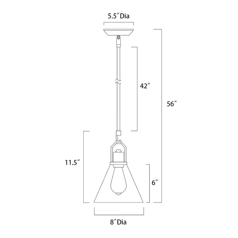 Matte Black 1-Light Mini Pendant with Clear Cone Glass Shade