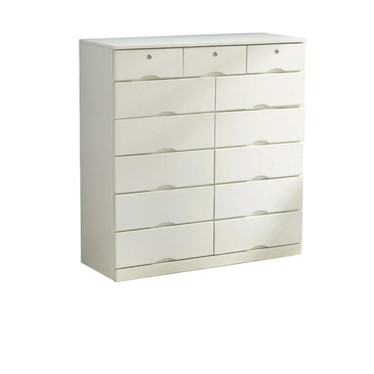 Natural Wood Double Dresser with Lockable Drawer