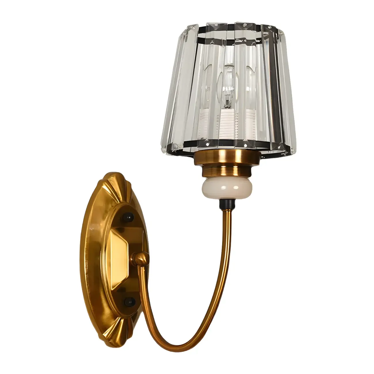 Elegant Brass Wall Sconce with Crystal Shade