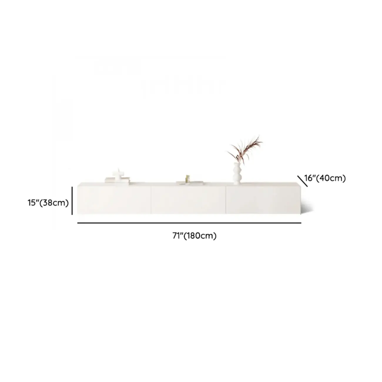 Modern White Wood TV Stand with Cable Management