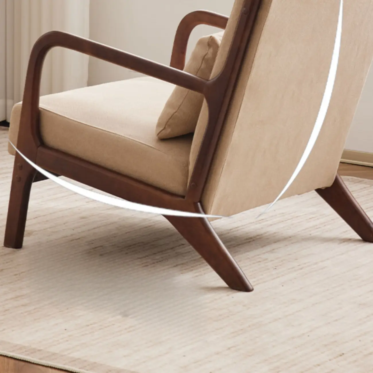 Beige Ottoman Cotton Linen Accent Arm Chair