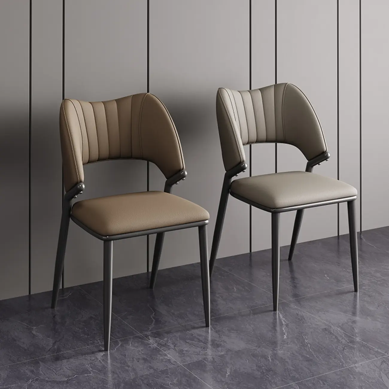 Modern Faux Leather Curved Back Armless Dining Chair