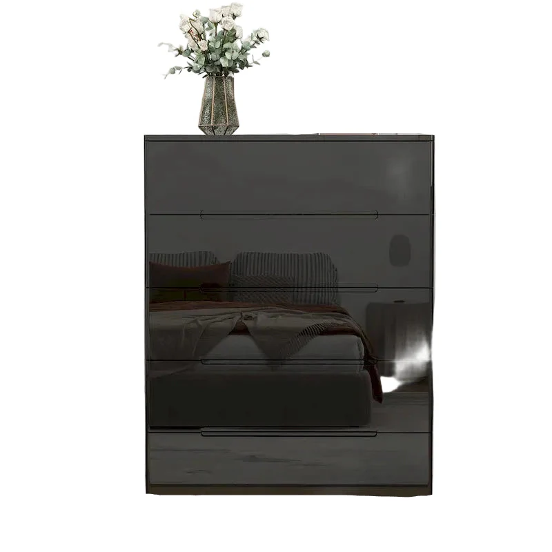 31.5 High Gloss Chest With Light Chest w/5 Drawers&Spacious Tabletop