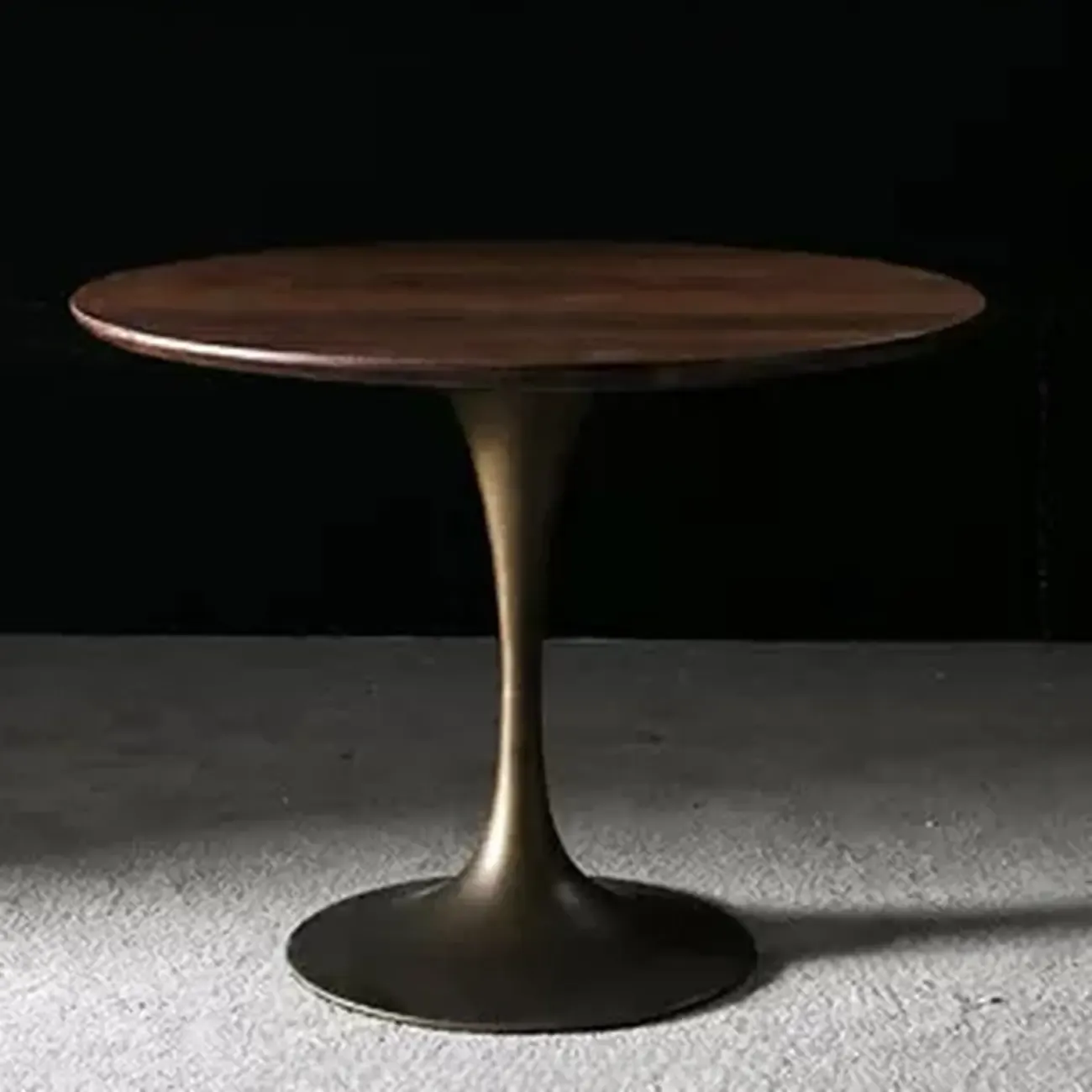Glam Brown Wood Round Dining Table