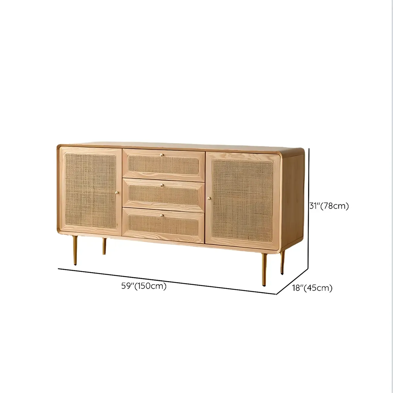 Traditional Natural Wooden Dresser with Drawer