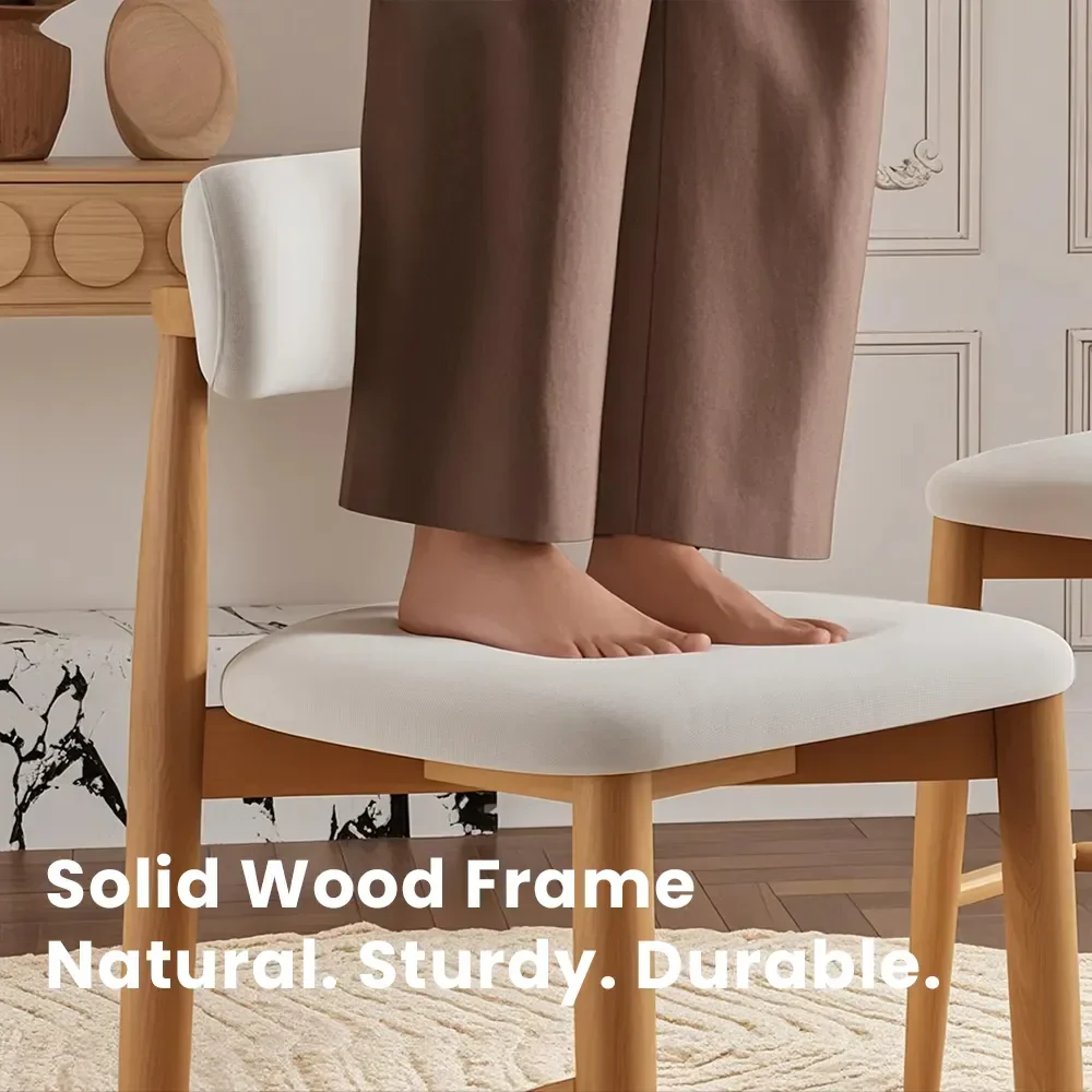 Modern Off-White Leather Curved Back Counter Bar Stools