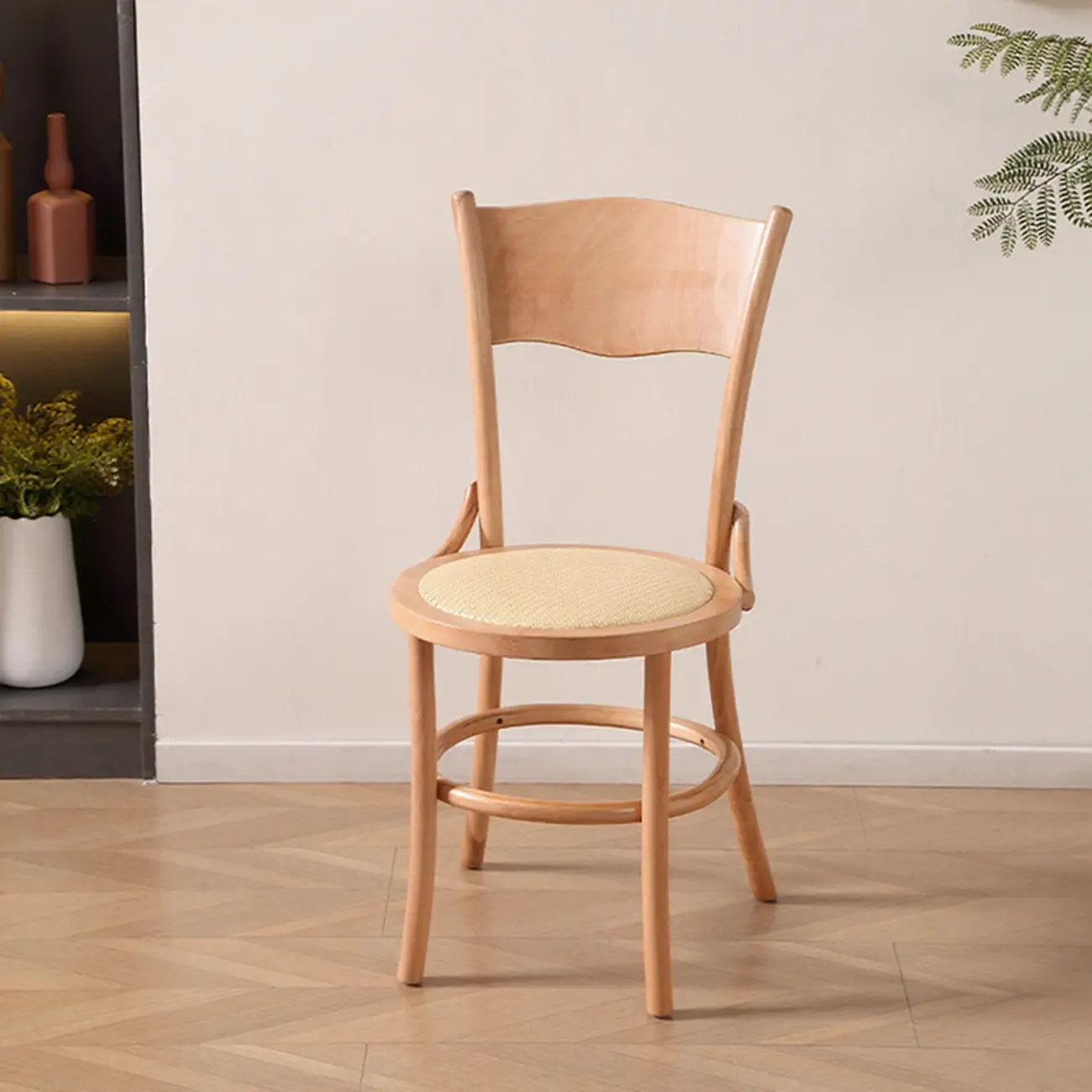 Mid-Century Modern Round Wood Dining Chair