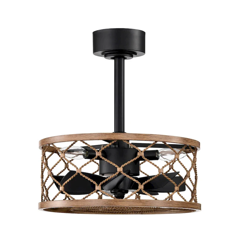 Marzell 16 Inch Modern Wood Grain Fandelier - N/A