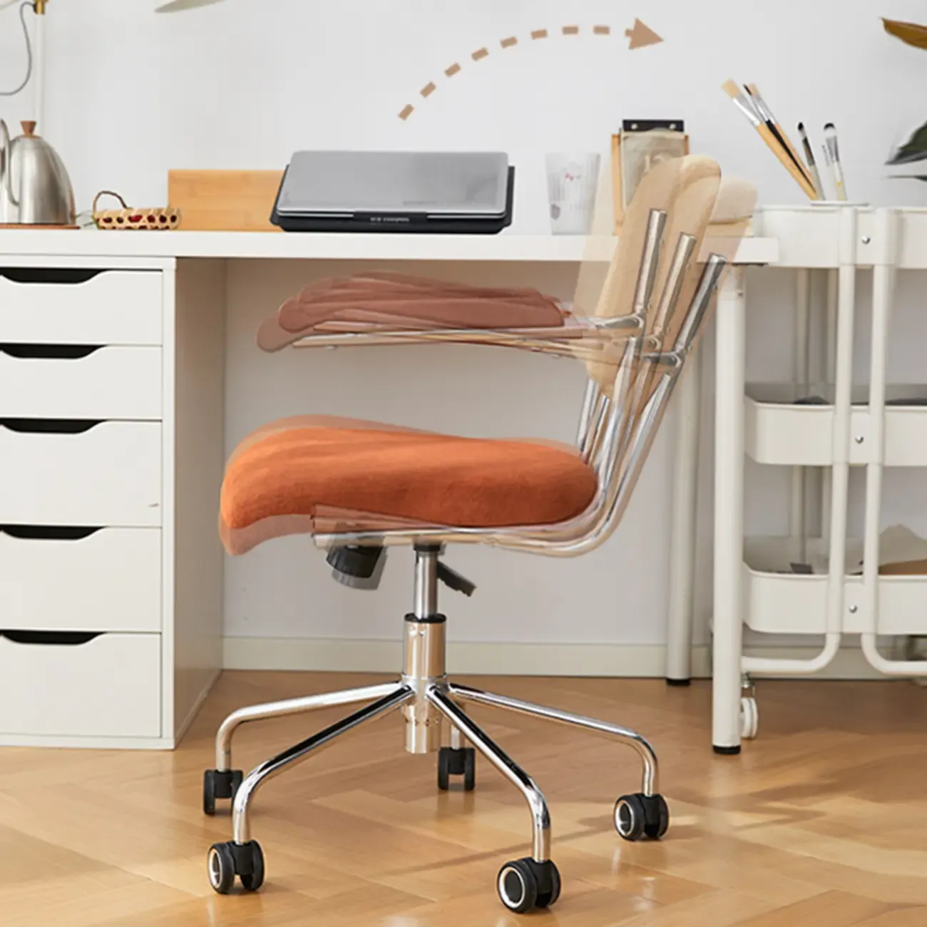 Modern Fabric Metal Frame Adjustable Office Chair