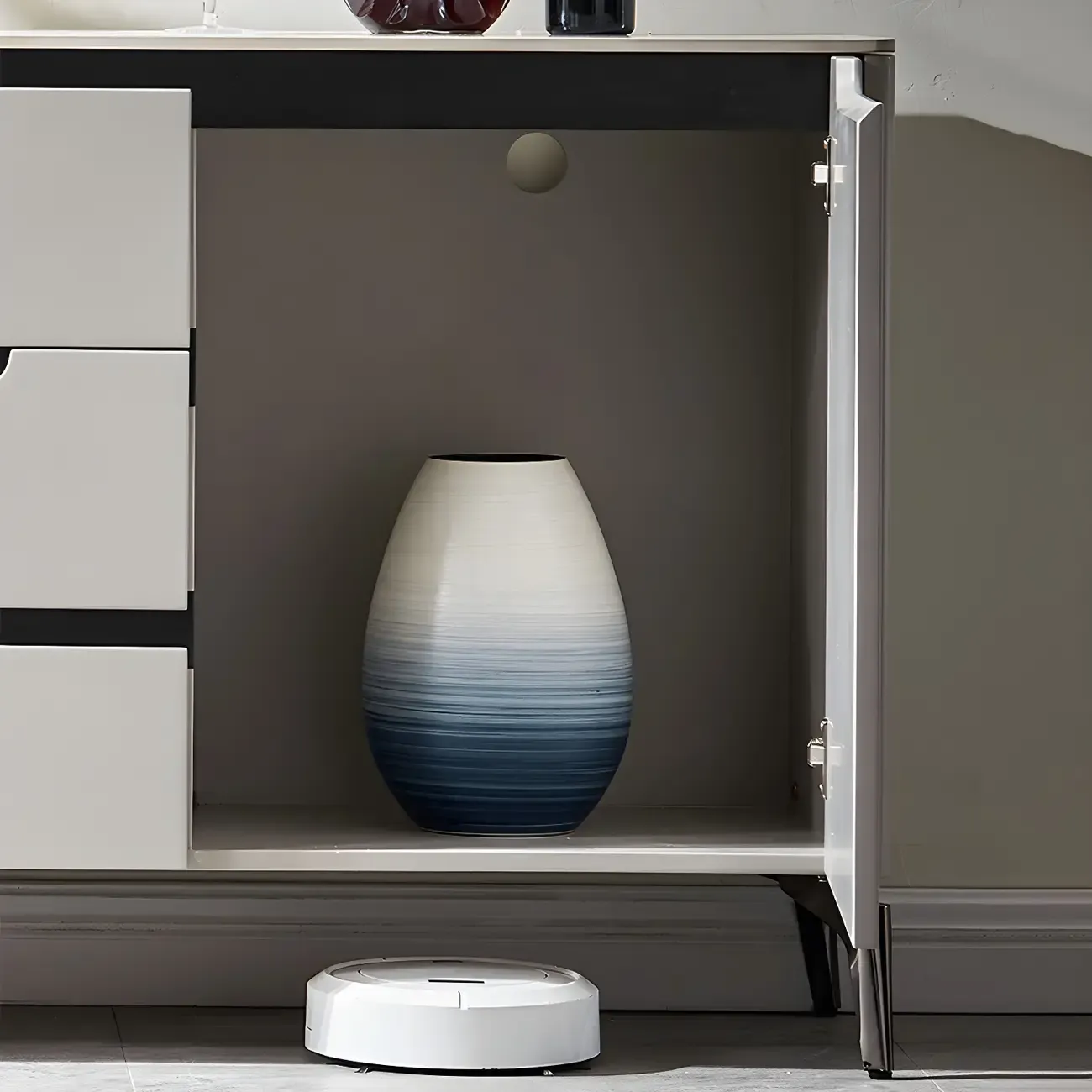 Modern Stone Countertop Sideboard with Cabinets