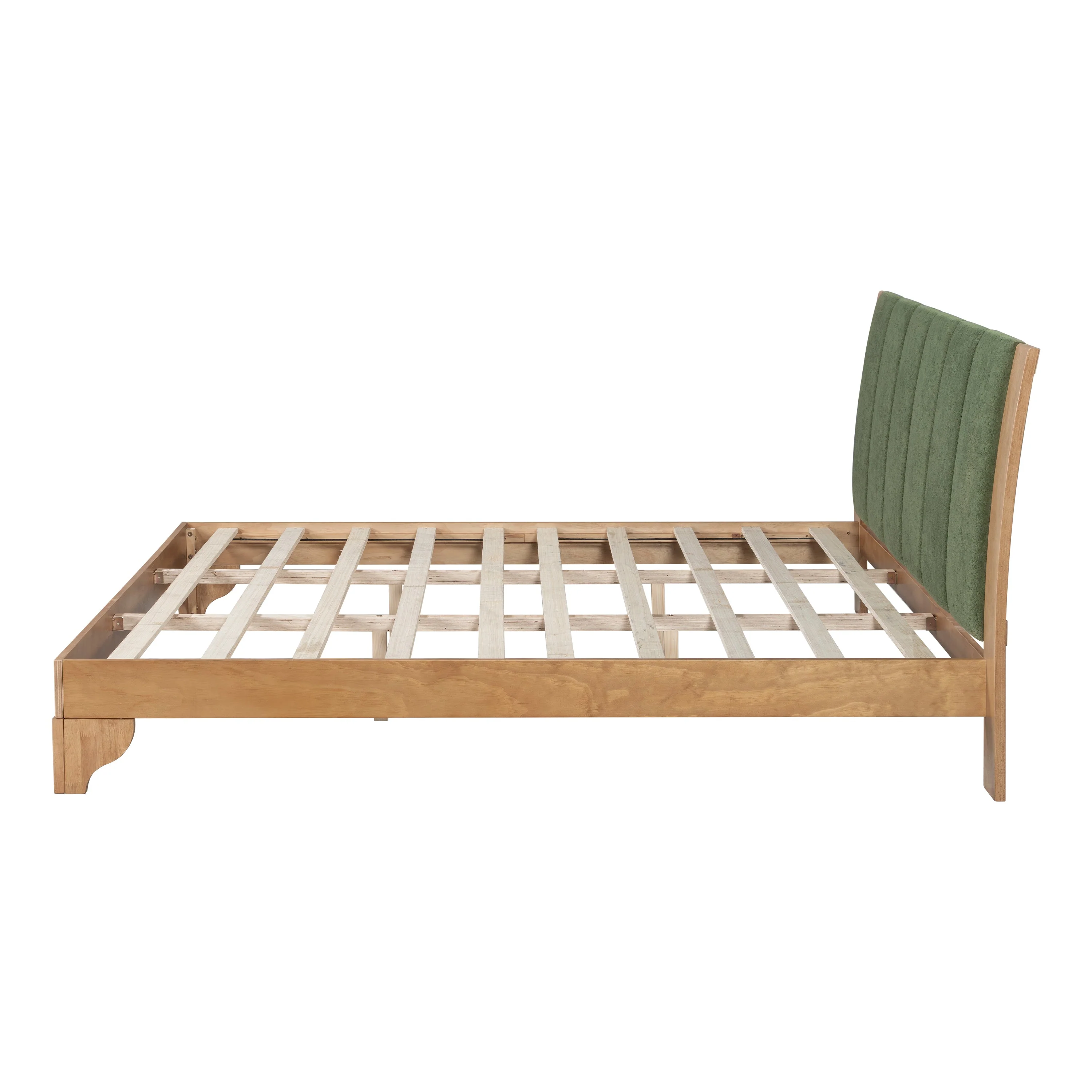 Mid Century Modern Wood and Upholstered Bedframe