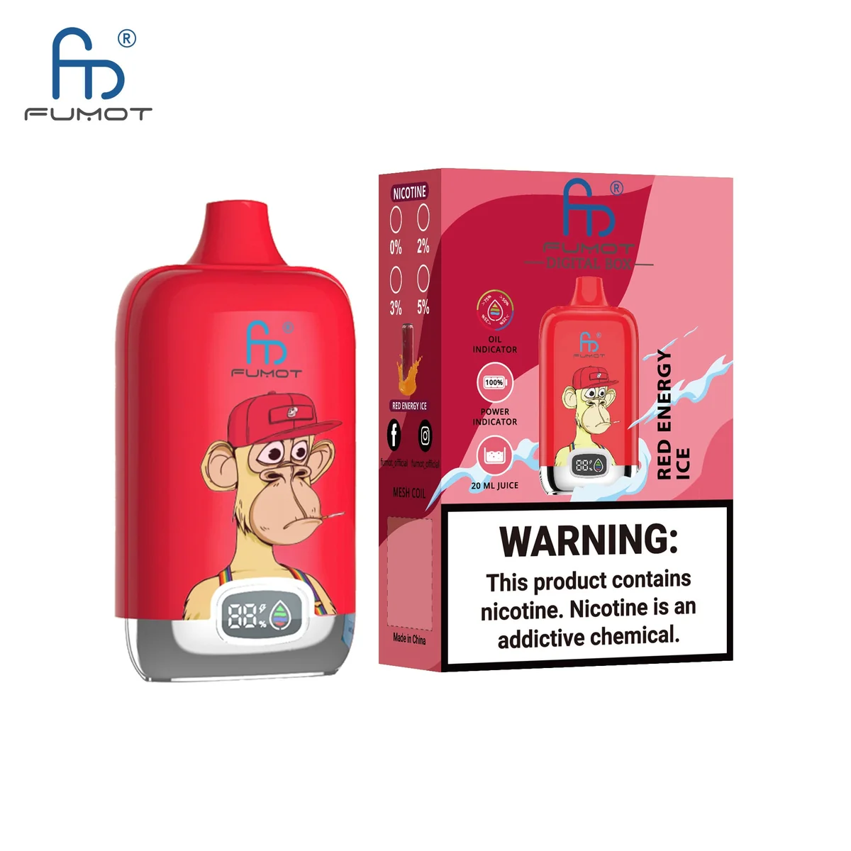 Fumot Digital Box 12000 Red Energy Ice – Einweg-Vape mit Einzelverpackung