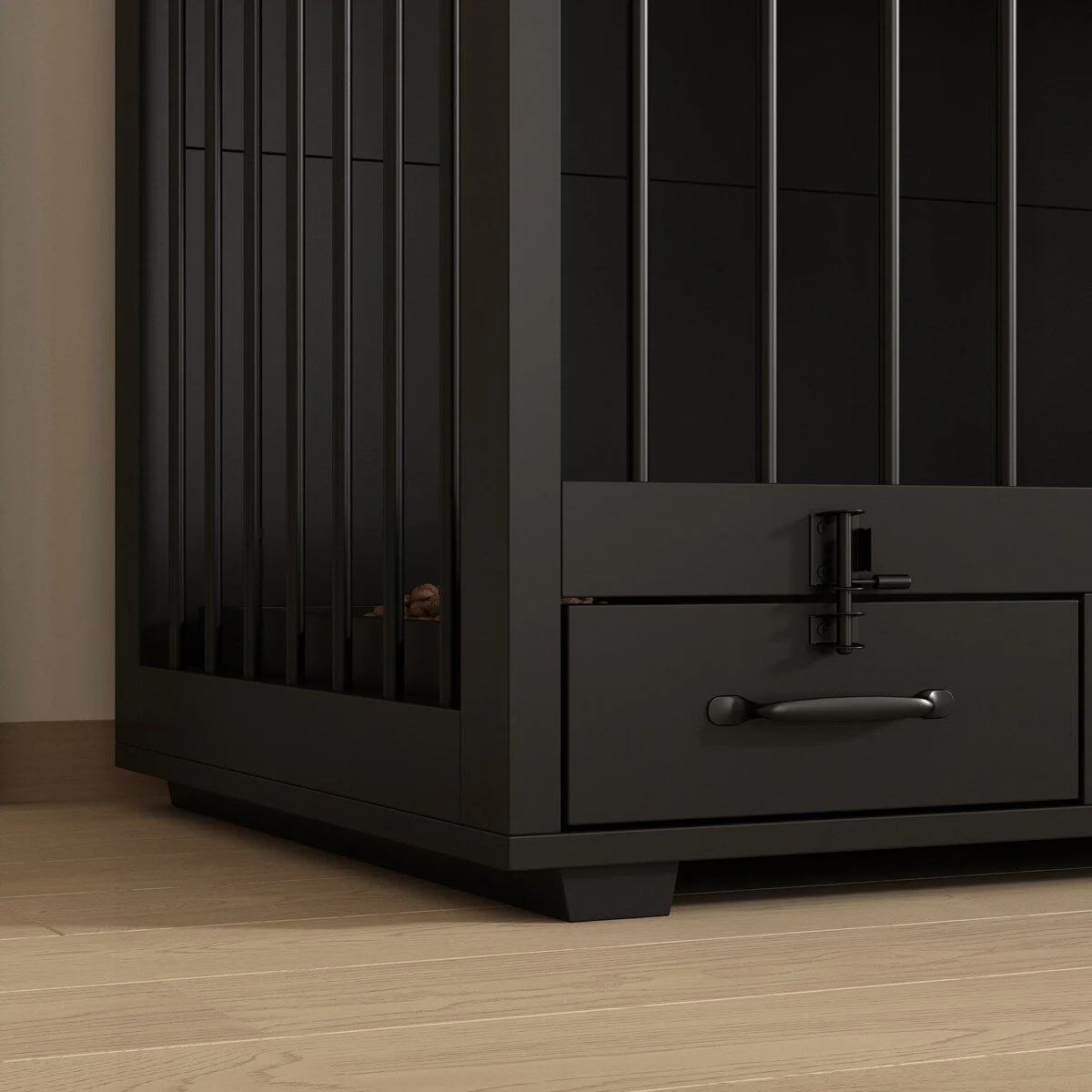 Dog Crate Furniture -Wooden Dog Kennel with Room Divider and 2 Drawers