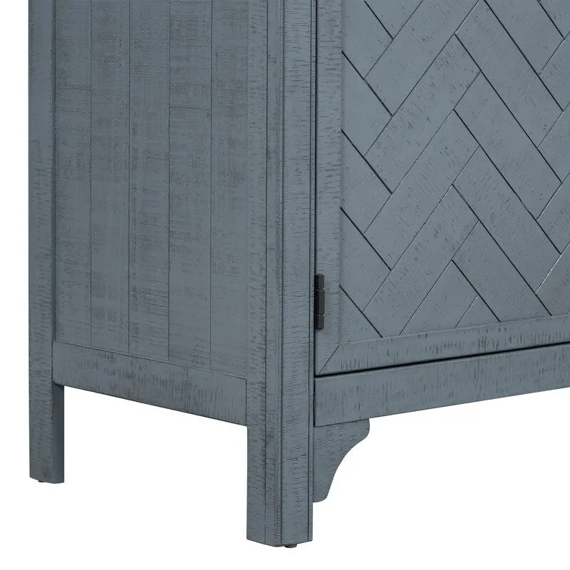 60W Cabinet Sideboard with Adjustable Shelves and Pine veneer - N/A