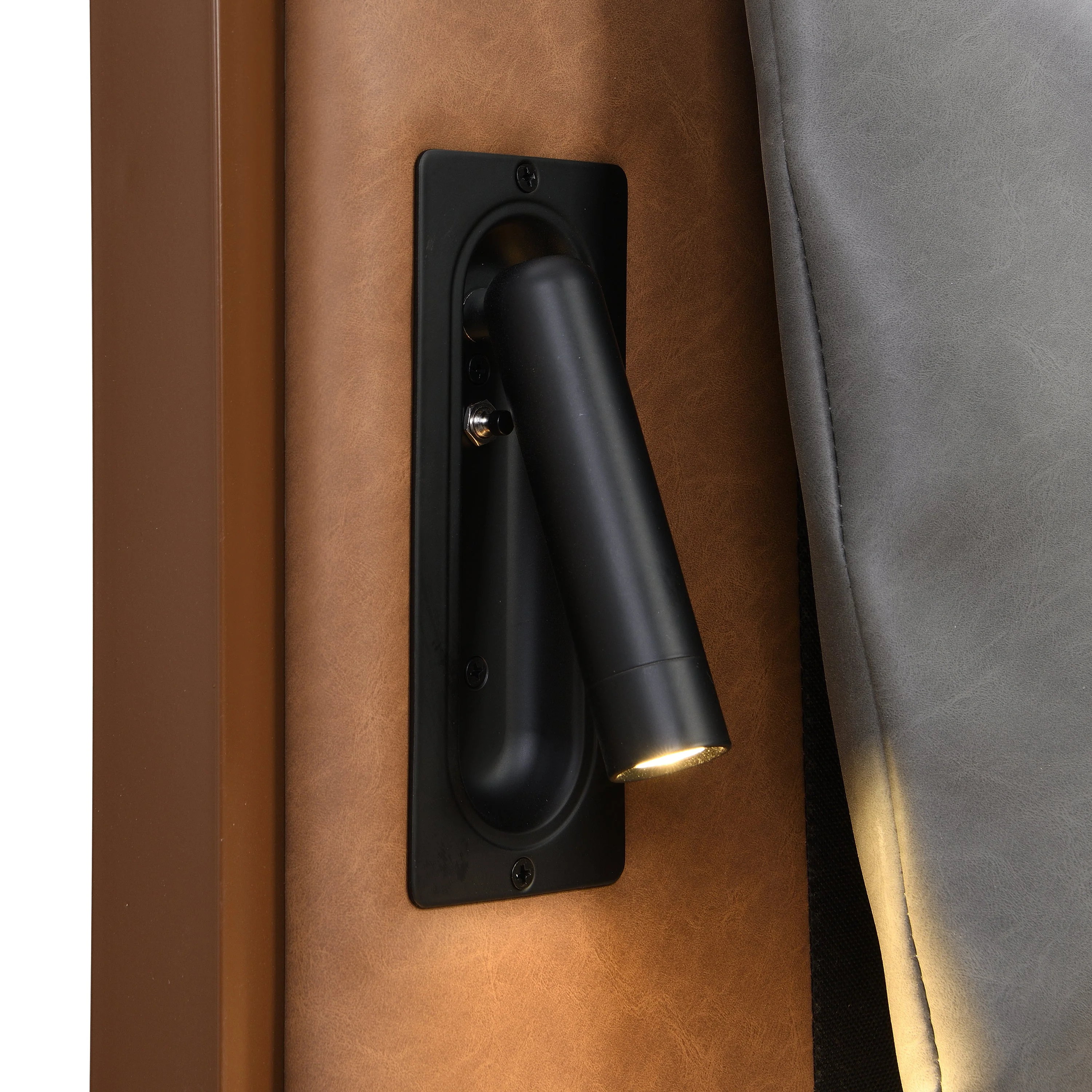 Faux Leather Upholstered King Bedframe with Night Lights