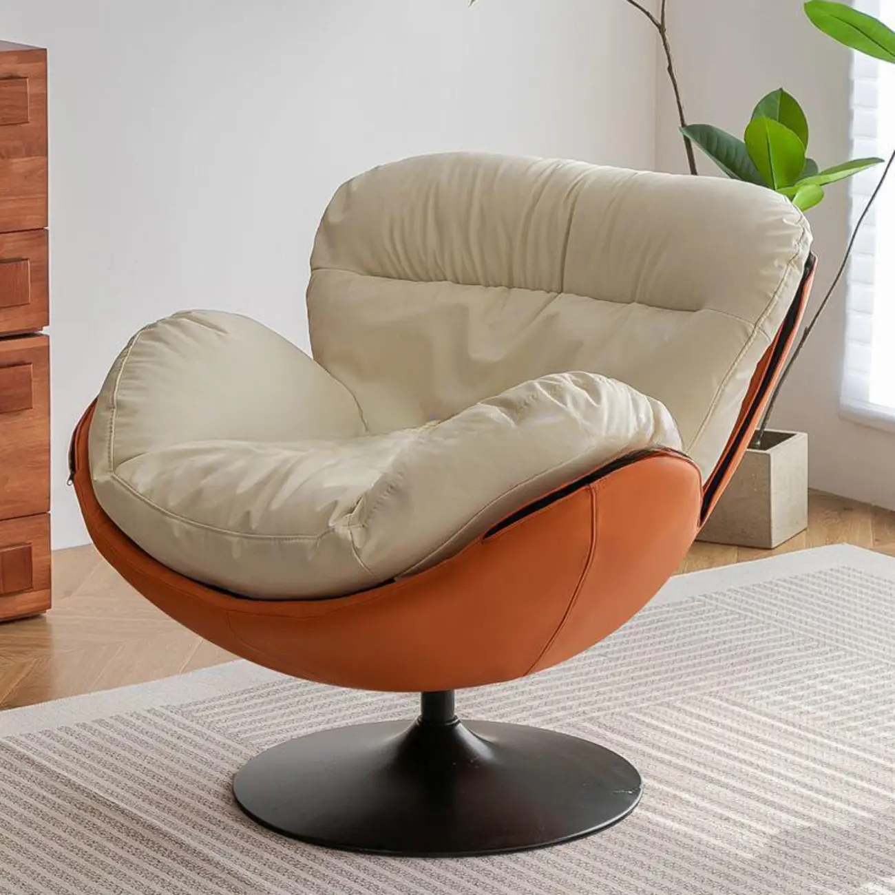 Simple Modern Cat-Resistant Leather Swivel Accent Chair