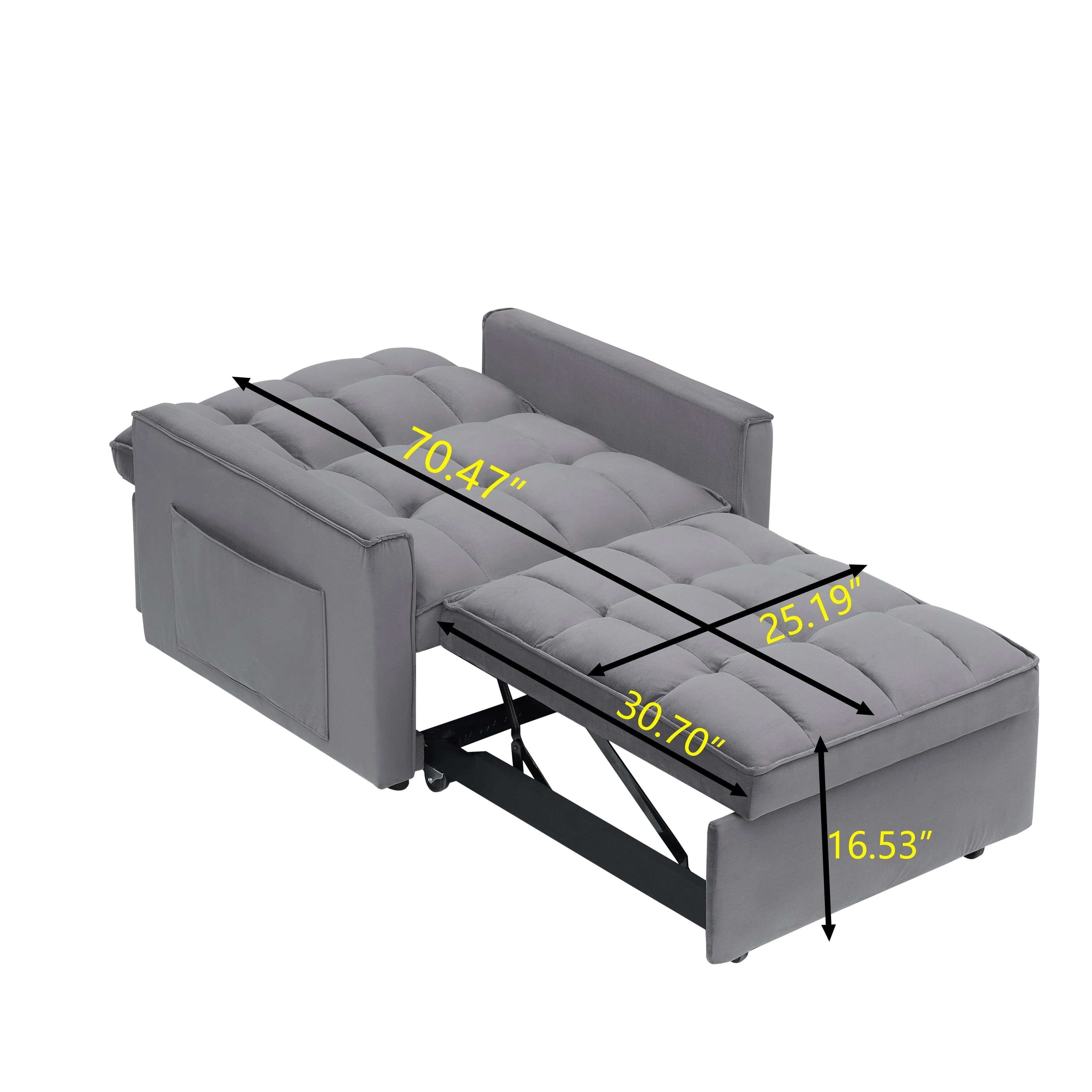 Convertible Sofa Bed with Adjustable Back and Wheel