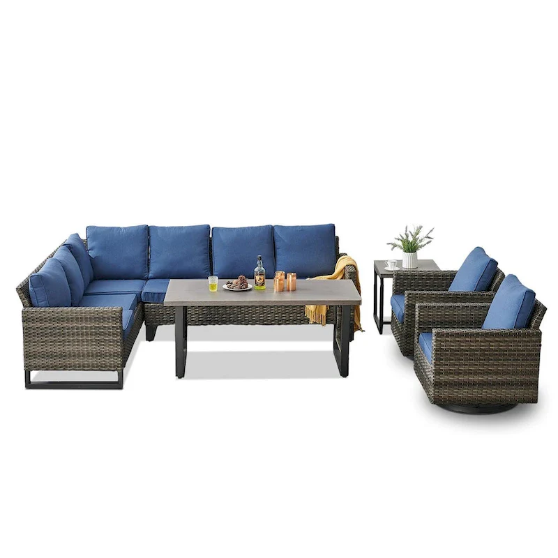 Outdoor Swivel Chairs with Sectional Sofa Table