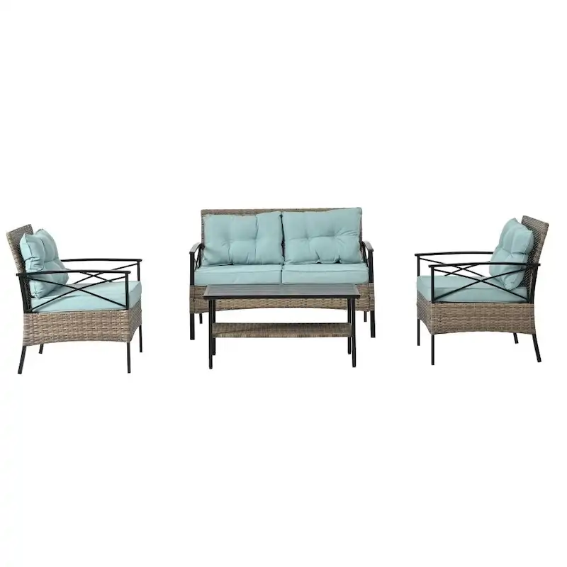 Patio Seasonal Four Set PE Wicker Furniture