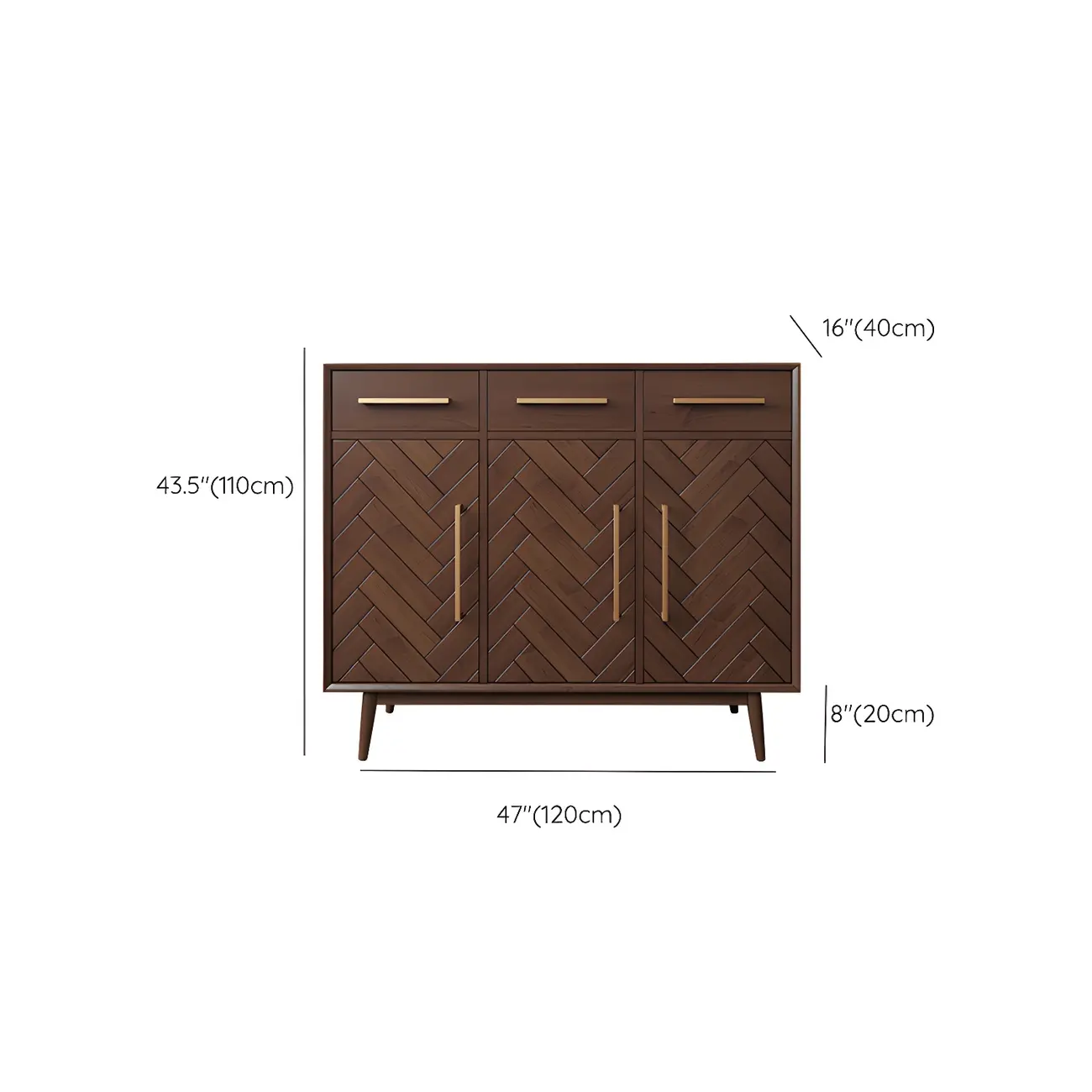 Modern Brown Solid Wood Sideboard with Drawers
