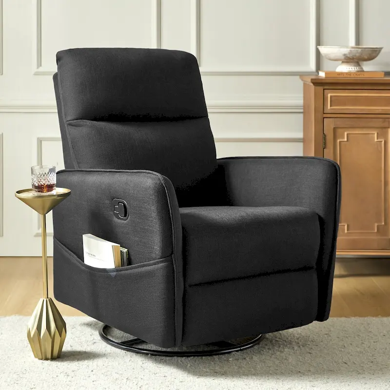 Curtis Rocker Swivel Recliner with Two Side Pockets by HULALA HOME